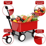 Qtioucp Kids Gardening Wheelbarrow Set, Metal & Wooden Garden Tools for Kids Ages 3-8, Real Wheelbarrows with Apron, Gloves & STEM Guide, Outdoor Backyard Garden Toy Gift