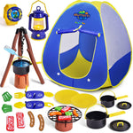 FUN LITTLE TOYS Pop Up Play Tent with Camping Gear and Tools Set, Outdoor Toys for Kids