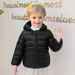 XMWEALTHY Baby Boys Girls Winter Coats Toddler Light Puffer Down Jacket Infant Kids Bear Hoods Padded Outwear Black 6-12 Months