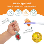 NumNum Baby Spoons Set, Baby Essentials Pre-Spoon GOOtensils for 6+ Months, First Stage Self-Feeding Spoons for Baby Led Weaning (BLW), Silicone Toddler Utensils, BPA-Free, 2 Pack Frosty Lilac/Rosebud