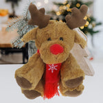 Toyvian Reindeer Stuffed Animal: 11.4 Inch Soft Christmas Elk Stuffed Plush Toy - Cashmere & PP Cotton Material - Cute Rudolph Reindeer Deer Doll for Christmas Home Decor (Sitting Position)