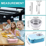 Stylish Kitchen Kids Bento Lunch Box with Bag – Leakproof Stainless Steel Bento Box for School, 3 Compartments, Soup Bowl, Spoon & Chopsticks, Lunchbox Set for Girls & Boys (Blue)