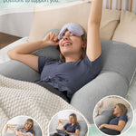 Meiz Pregnancy Pillows, Rayon Cover from Bamboo Pregnancy Pillows for Sleeping, Cooling Maternity Pillow for Pregnant Women, 55 Inch U Shaped Body Pillows for Adults, Grey