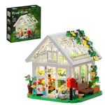 Flower House Building Set, Creative Garden Playset Toy with LED Light, Build a Greenhouse Model, Great Gift for Friends or Girls (597 Pieces)