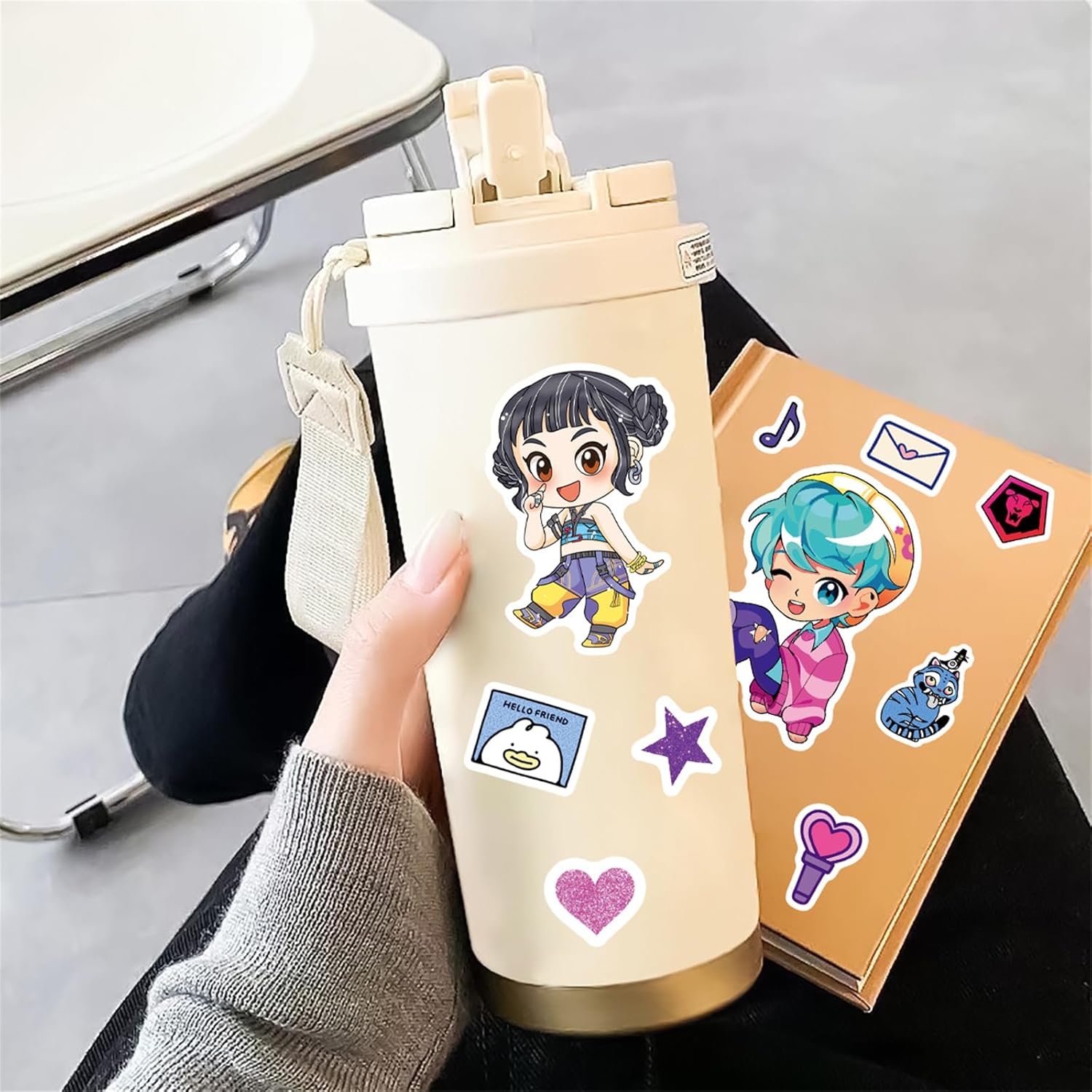 24PCS 5.8"x4.4" Make a face Demon Movie Hunters Stickers for Men and Women,Make Your Own Cartoon Mix and Match Deals Sheets with Cartoon,Kawaii Crafts for Teens