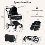 BABY JOY 2-in-1 High Landscape Baby Stroller, Reversible Bassinet Reclining Stroller, Foldable Push Chair w/Adjustable Canopy, Storage Bag, Foot Cover, Rain Cover & Net, Aluminum Alloy Frame (Black)