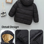 Yimoon Toddler Boys Girls Winter Coat Fleece Thicken Hooded Warm Puffer Jacket Outwear