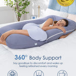 QUEEN ROSE Pregnancy Pillow, U Shaped Full Body Pillows for Sleeping Support, 55 Inch Maternity Pillow for Pregnant Women, Blue