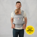 Ergobaby Omni Deluxe Baby Carrier for Newborn to Toddlers 0-48 Months (7-45 lbs) - 4-Position 100% Premium Cotton Baby Carrier with Ergonomic Support, Storage Pockets, and Sun Hood - Pearl Grey