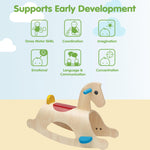 PlanToys® Classic Wooden Palomino Rocking Horse for Toddlers | Eco-Friendly Montessori Ride-On Toy for Balance, Strength & Coordination | Sustainable Rubberwood Construction