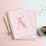 VONTP Coquette Preppy Pink Bow Spiral Notebook, Initial A Journal Personalized Teen Girl Gifts, Trendy Personalized Gifts for Women Teen Girl, Funky Girly Style Hardcover Spiral Notebook 5.5x8.3