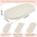 Basumee Baby Bassinet Sheets 2 Pack Muslin Bassinet Mattress Sheets for Boys Girls Soft Breathable Bedside Bassinet Fitted Sheet with Bottom Elastic Band 33''x17''x4'' Fit for Rectangle Oval Hourglass