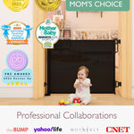 Momcozy Auto Lock Retractable Baby Gate, Safety Gate for Baby and Pet, 33” Tall, Extends to 55” Wide, Mesh Safety Dog Gate for Stairs, Indoor, Outdoor, Doorways, Hallways