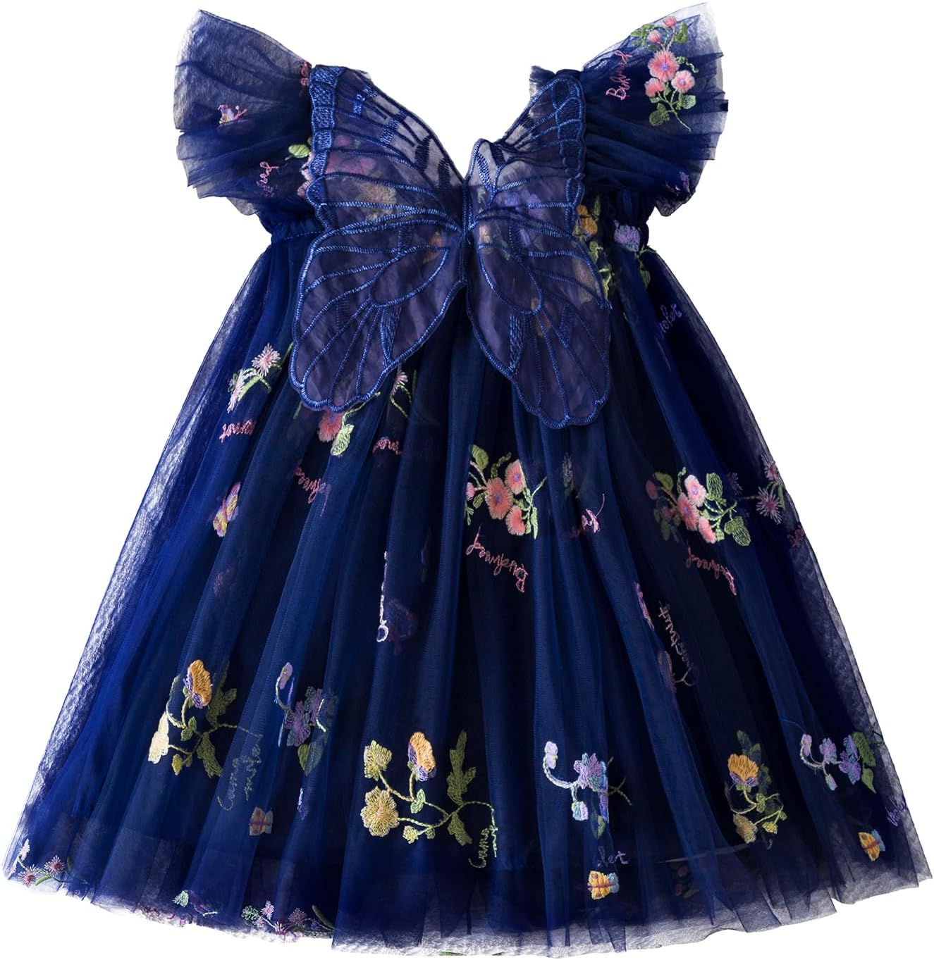 NNJXD Baby Girl Tulle Dress Casual Flower Embroidery Toddler Dresses