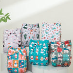ALVABABY Baby Cloth Diaper 6 Pack with 12 Inserts One Size Cloth Diaper Covers Adjustable Washable Reusable for Baby Girls and Boys 6DM127