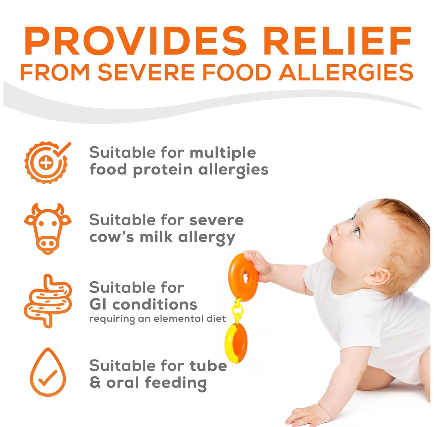 PurAmino Hypoallergenic Infant Drink, for Severe Food Allergies, Omega-3 DHA, Iron, Immune Support, Powder Can, 14.1 Oz (4 Count)