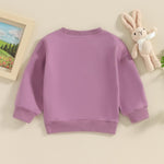 YINGISFITM Toddler Baby Girl Boy Easter Outfit Bunny Shirt Embroidery Long Sleeve Crewneck Sweatshirt Sweater Blouse Top (egg stra purple,12-18 Months)