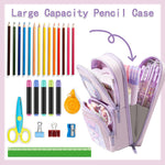 Pink Cute Pencil Case for Girls , Large Zippered Pen Pouch Organizer with Aesthetic Design Kids School Supplies canvas Marker Bag Travel Stationery Box back to school gift Gift for girls (purplr)