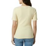 Motherhood Maternity Women's Short Sleeve Crew Neck Cross-Over Nursing Tee Shirt for Breastfeeding with Easy Access, Soft Yellow, Medium