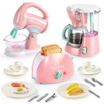 Joyin Play Kitchen Toys, Pretend Food Kitchen Accessories Girls Toy with Coffee Maker, Mixer, Toaster with Realistic Lights& Sounds, Birthday Gift for Kids, Easter Basket Stuffers