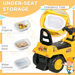 HOMCOM Ride On Excavator Pull Cart, Kids Bulldozer Ride on Truck with Horn, Under Seat Storage, Sit and Scoot Pretend Play Toy Construction Car for Ages 18-48 Months