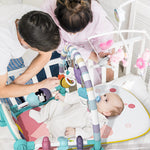 Jovow Baby Gym with Kick and Play Piano,Baby Play Mat Tummy Time Baby Activity Gym Mat with 5 Infant Learning Sensory for Baby, Music and Lights Boy or Girl for Newborn (Green)