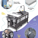 ADOVEL Baby Bassinet Bedside Crib, Pack and Play with Mattress, Diaper Changer and Playards from Newborn to Toddles, Grey