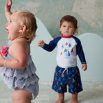 Little Me Clothes for Baby Girls' Navy Stripe Swimsuit, Navy, 2 Toddler