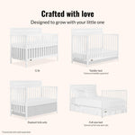 Dream On Me Avery 5-in-1 Convertible Full-Size Baby Crib in White, Converts to Toddler Bed, Daybed & Full-Size Bed, 3 Adjustable Mattress Heights, Greenguard Gold & BSA Certified