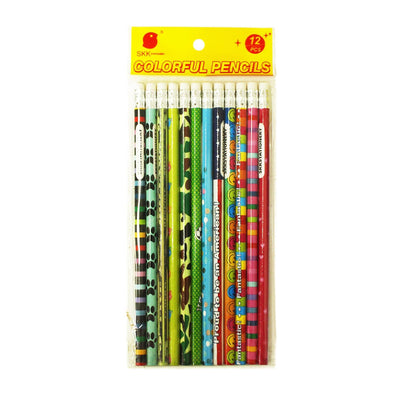 SKKSTATIONERY Assorted Colorful Pencils, Wooden Pencil with Eraser, Pencil Assortment, Novelty Pencils, Awards & Incentives, No.2 HB, Back to school, 12 Assorted Colors 144/box.