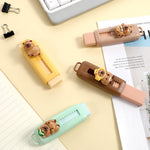 Gsbnjuy 4Pcs Retractable Erasers Cute Capybara Rubber Push-Pull Eraser Soft Rubber Sliding Animal Fun Pencil Erasers for Kids Boys Girls Students Capybara Lovers School Office Supply Stationery