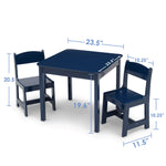 Delta Children MySize Kids Wood Table and Chair Set (2 Chairs Included), Deep Blue