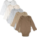 HonestBaby baby-boys 5-pack Long Sleeve Bodysuits One-piece 100% Organic Cotton for Infant Baby Boys