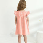 Kucnuzki Baby Girl Clothes 3 6 Month Girl Clothes Summer Pink Baby Dress Ruffle Fly Sleeve Square Neck A Line Casual Sundress Infant Dress Cute Outfit with Hat