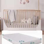 Babelio Memory Foam Crib Mattress Dual-Sided Baby Toddler Mattress Standard Size, Removable Waterproof Cover, CertiPUR-US Certified, Grey