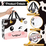 Innovoscape Cow Gift Bag for Kids Boys Girls Baby Shower Cow Print Birthday Gift Bag with Wrapping Paper Card Large Farm Animal Gifts Bag for Baby Shower Birthday Decorations Party Favors Supplies
