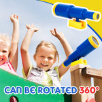 Playground Accessories Backyard Pirate Plastic Ship Playset Plastic Playground Equipment Set with Ship Wheel, Telescope, Safety Handlestoy Phone for Outdoor Playhouse Treehouse Playset(Blue, Yellow)