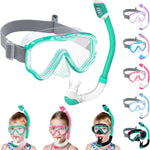 Vvinca Snorkeling Gear for Kids Dry Top Kids Snorkel Set for Boys Girls Junior Youth Children Age 4-14 Swim Goggles with Nose Cover Anti-Fog Panoramic View Adjustable Elastic Diving Mask and Snorkel