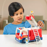 Bluey Firetruck | Firetruck, Exclusive Firefighter Bingo and Bob Bilby Figures | Raise The Ladder, Spin It Around and Roll Out The Hose | Includes Sticker Sheet