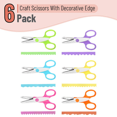 Mr. Pen- Craft Scissors Decorative Edge, 6 Pack, White & Vibrant, Zig Zag Scissors for Crafting, Scrapbooking, Fancy, Pattern, Design