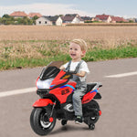 Costzon Kids Ride On Motorcycle, 12V Electric Battery Powered Ride On Bike w/Training Wheels, LED Lights, Music, Pedal, Forward/Reverse, Gift for Children Boys Girls (Red)