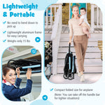BABY JOY Lightweight Baby Stroller, Compact Travel Stroller for Airplane, Infant Toddler Stroller w/Adjustable Backrest & Canopy, Storage Basket, Self Standing Gravity Fold, Aluminium Frame (Blue)