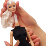 Barbie Basics Model 02 Collector Doll with Blonde Hair, Black Mini Dress & Gladiator Boots, Universal-fit Fashions, Posable Body & Swappable Doll Head