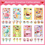 24 Sheets Make-a-face Stickers, Make Your Own Ice Cream Mix and Match Sticker Sheets DIY Summer Ice Cream Stickers for Kids Party Favors Activities