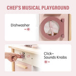 ROBUD Play Kitchen for Kids Toddlers, Wooden Play Kitchen with Realistic Accessories, Toy Kitchen Set with Plenty of Play Features, Modern Style Toy Kitchen for Girls & Boys, Gift for Ages 3+, Pink