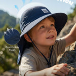 Kids Sun Hat with Neck Flap, UPF 50+, Quick Dry Beach Hat for Baby Boys Girls (US, Age, 2 Years, 8 Years, Light Gray+Navy Blue)