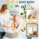 Orzbow Collapsible Baby Bathtub, Toddler Bathtub with Non-Slip Base, Portable Bath Tub for Kids Infant 12 Months+ Travel, Easy to Clean, Stable & Durable, Space-Saving, White