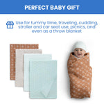 Delta Children 100% Cotton Muslin Baby Receiving Blankets for Girls and Boys – 47x47 Inches (Pack of 4), Neutral Boho