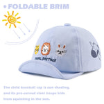 Cotton Baby Baseball Caps - Toddler & Infant Sun Cap for Boys & Girls - Spring/Summer Outdoor Hat (Blue Embroidery Animals)