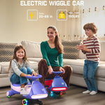 FanttikRide 6V N7 Classic Electric Wiggle Car with Pedal, Rechargeable Battery, CyberWiggle, 2 in 1 Swing Car, 2 Speed, Anti-Rollover, Flashing Wheels, Bluetooth, for Ages 3 and Up, 150 Lbs, Pink